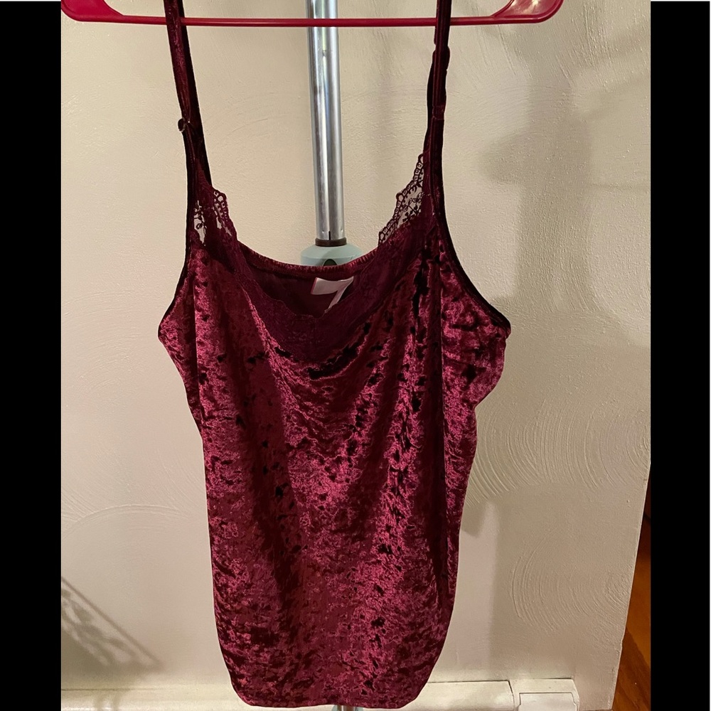 Burgundy crushed velvet cami